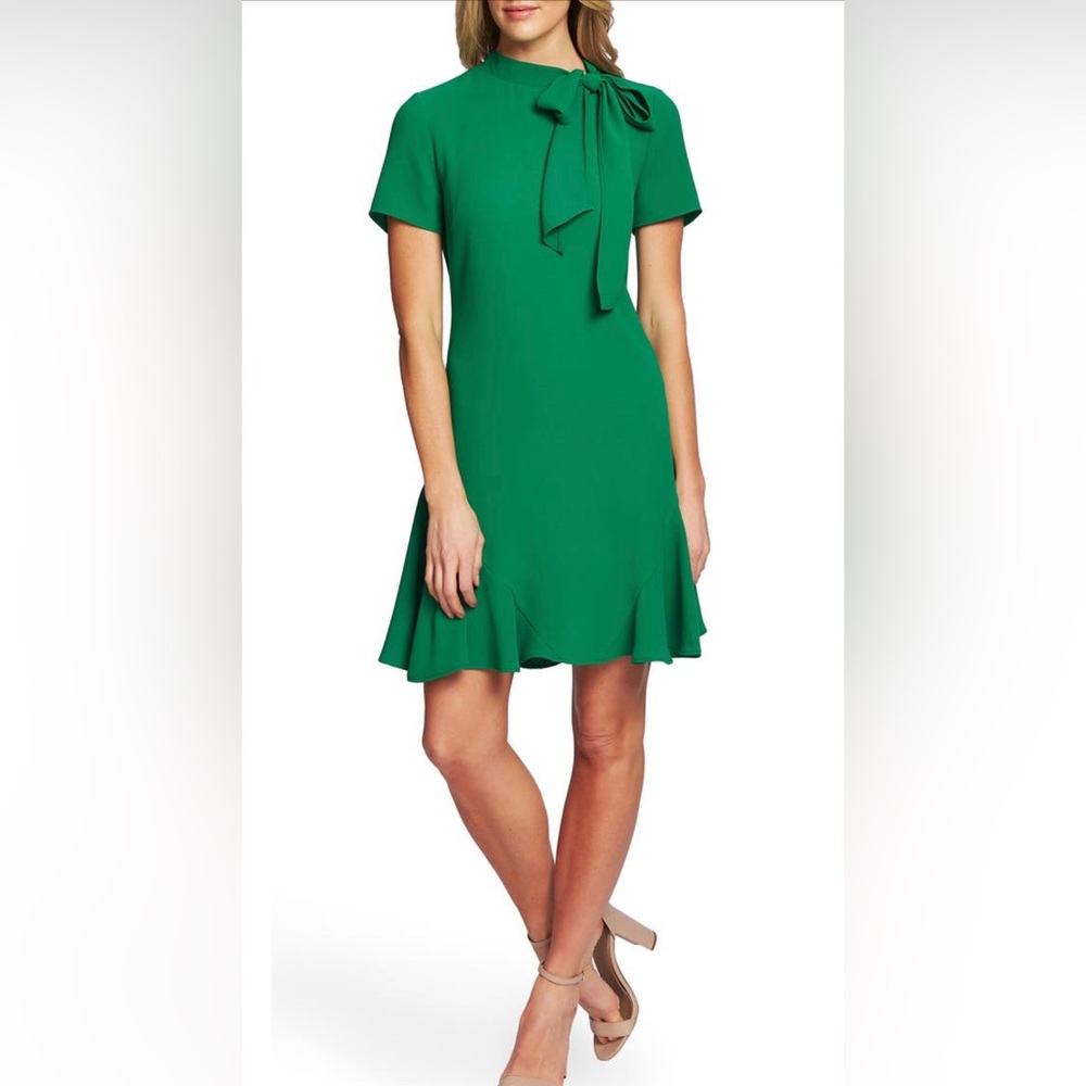 CeCe Bow Neck Tie Short Sleeve Dress, Size 8
